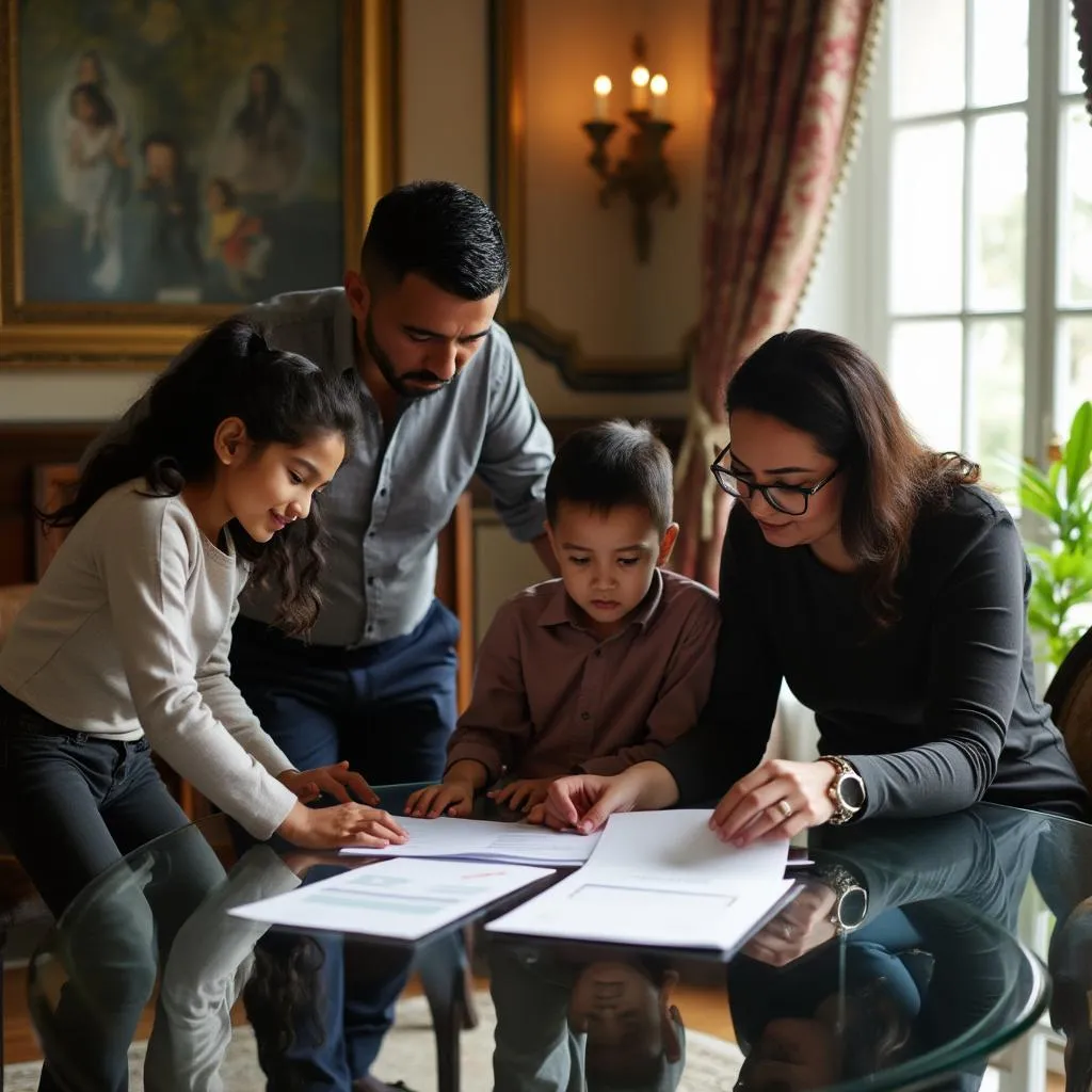 Familia planificando su patrimonio